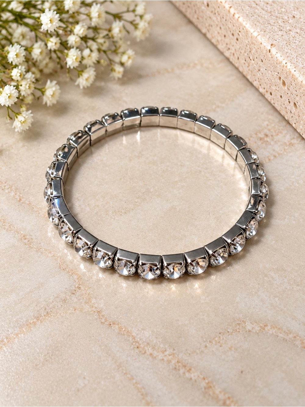 Silver Crystal Stretch Bracelet - Women Jewelry